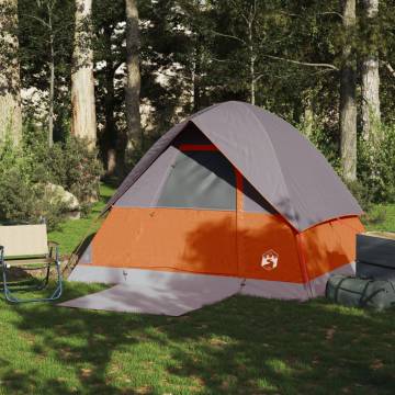 Camping Tent Dome 4-Person Grey and Orange Waterproof