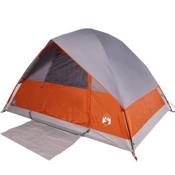 Camping Tent Dome 4-Person Grey and Orange Waterproof