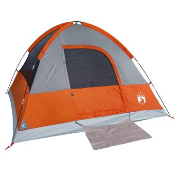 Camping Tent Dome 4-Person Grey and Orange Waterproof