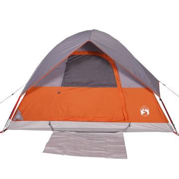 Camping Tent Dome 4-Person Grey and Orange Waterproof