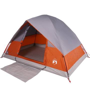 Camping Tent Dome 4-Person Grey and Orange Waterproof