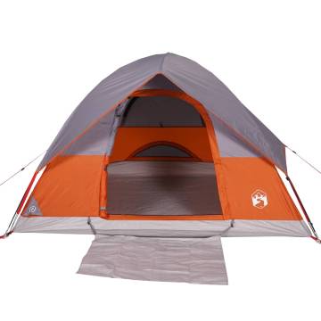 Camping Tent Dome 4-Person Grey and Orange Waterproof