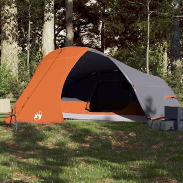 Camping Tent Dome 4-Person Grey and Orange Waterproof