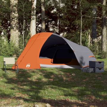 Camping Tent Dome 4-Person Grey and Orange Waterproof