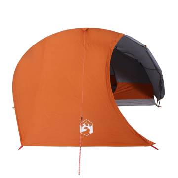 Camping Tent Dome 4-Person Grey and Orange Waterproof