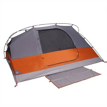 Camping Tent Dome 4-Person Grey and Orange Waterproof