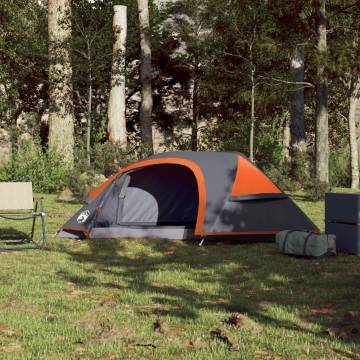 Camping Tent Dome 1-Person Grey and Orange Waterproof