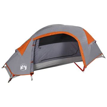 Camping Tent Dome 1-Person Grey and Orange Waterproof