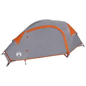 Camping Tent Dome 1-Person Grey and Orange Waterproof