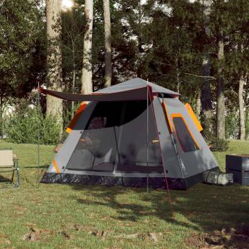 Camping Tent Dome 5-Person Grey and Orange Quick Release