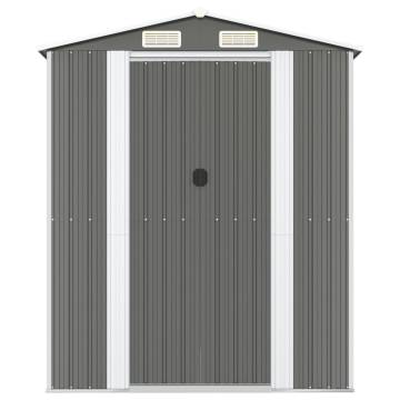 Garden Shed Light Grey 192x357x223 cm Galvanised Steel