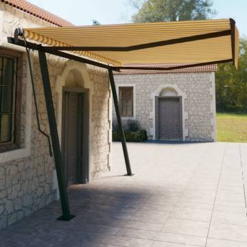 Manual Retractable Awning with Posts 4.5x3 m Yellow and White