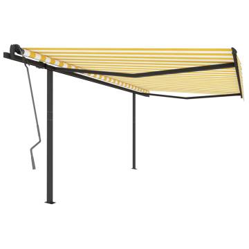 Manual Retractable Awning with Posts 4.5x3 m Yellow and White