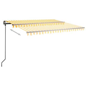 Manual Retractable Awning with Posts 4.5x3 m Yellow and White