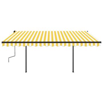 Manual Retractable Awning with Posts 4.5x3 m Yellow and White