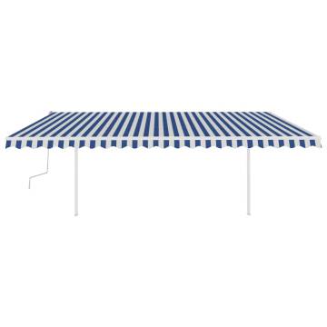 Manual Retractable Awning with LED 5x3.5 m Blue and White