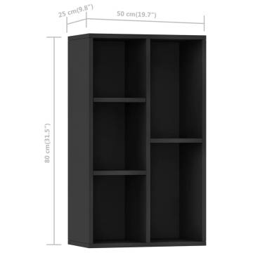 Book Cabinet/Sideboard Black 50x25x80 cm Engineered Wood