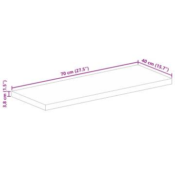 Table Top 70x40x3.8 cm Rectangular Solid Wood Acacia