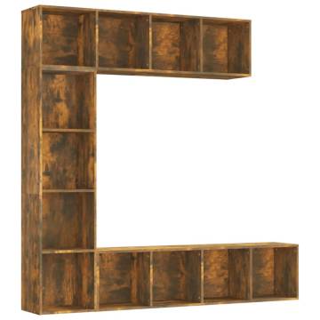 3 Piece Book/TV Cabinet Set Smoked Oak 180x30x180 cm