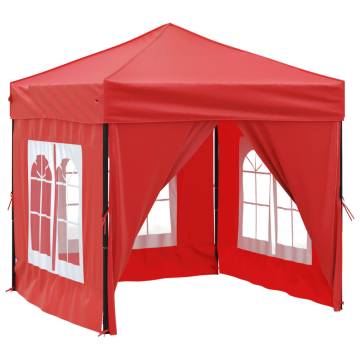 Folding Party Tent with Sidewalls Red 2x2 m