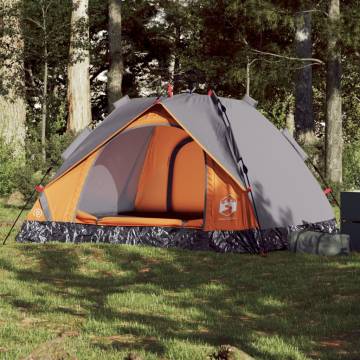 Camping Tent Dome 3-Person Grey and Orange Quick Release