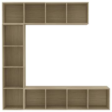 3 Piece Book/TV Cabinet Set Sonoma Oak 180x30x180 cm