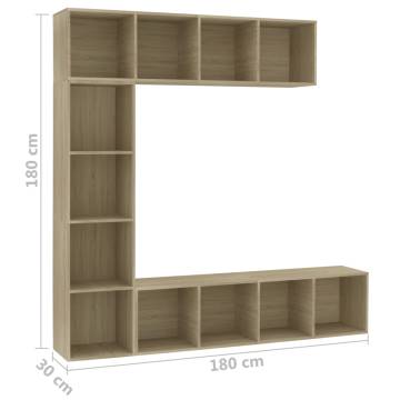 3 Piece Book/TV Cabinet Set Sonoma Oak 180x30x180 cm