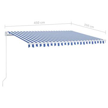 Manual Retractable Awning with LED 450x350 cm Blue and White