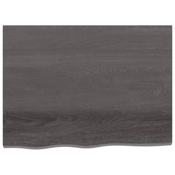 Table Top Dark Brown 80x60x2 cm Treated Solid Wood Oak