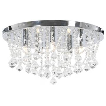 Ceiling Lamp with Crystal Beads Silver Round 4 x G9 Bulbs