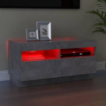 TV Cabinet with LED Lights Concrete Grey 80x35x40 cm