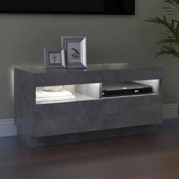 TV Cabinet with LED Lights Concrete Grey 80x35x40 cm