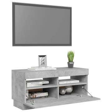 TV Cabinet with LED Lights Concrete Grey 80x35x40 cm