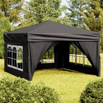 Folding Party Tent with Sidewalls Black 3x3 m