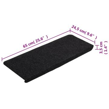 Stair Mats Self-adhesive 15 pcs 65x24.5x3.5 cm Black