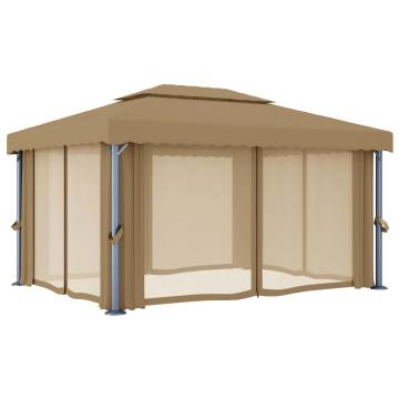 Gazebo with Curtain 4x3 m Taupe Aluminium