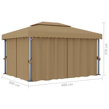 Gazebo with Curtain 4x3 m Taupe Aluminium