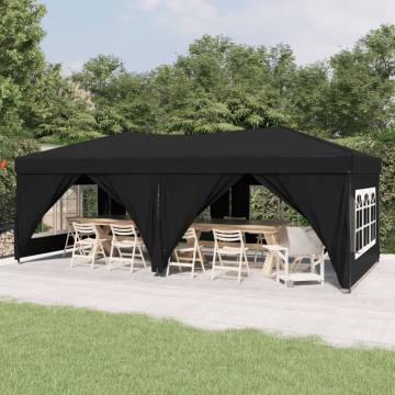 Folding Party Tent with Sidewalls Black 3x6 m