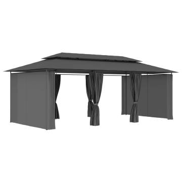 Gazebo with Curtains 600x298x270 cm Anthracite