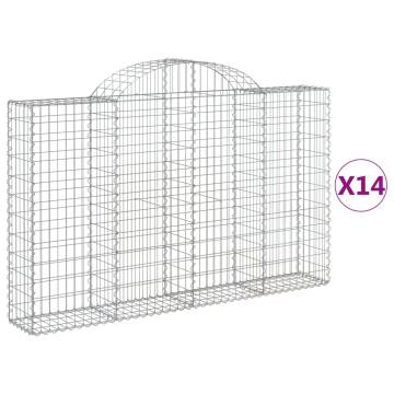 Arched Gabion Baskets 14 pcs 200x30x120/140 cm Galvanised Iron