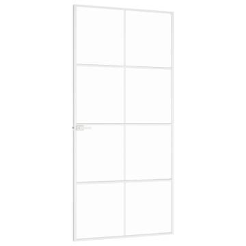 Interior Door White 93x201.5 cm Tempered Glass&Aluminium Slim