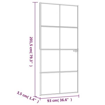 Interior Door White 93x201.5 cm Tempered Glass&Aluminium Slim