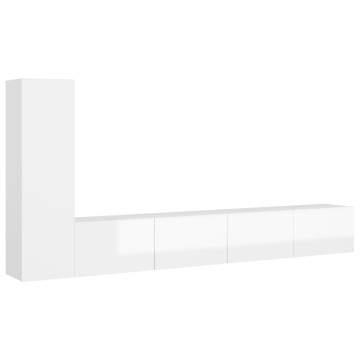 3 Piece TV Cabinet Set High Gloss White Engineered Wood