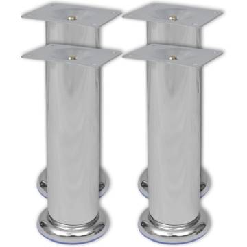 4 Round Sofa Legs Chrome 180 mm