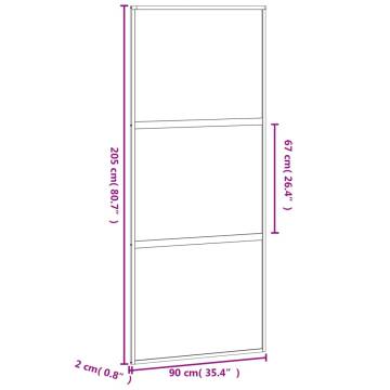 Sliding Door White 90x205 cm Tempered Glass and Aluminium