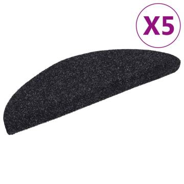 Self-adhesive Stair Mats 5 pcs Black 56x17x3 cm Needle Punch