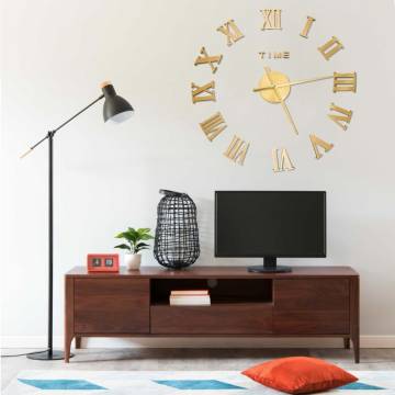 3D Wall Clock Modern Design Gold 100 cm XXL