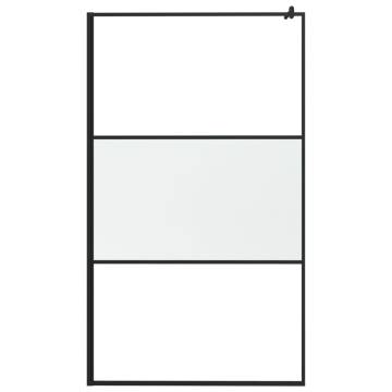 Walk-in Shower Wall 115x195 cm Half Frosted ESG Glass Black