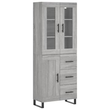 Highboard Grey Sonoma 69.5x34x180 cm Engineered Wood