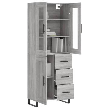 Highboard Grey Sonoma 69.5x34x180 cm Engineered Wood